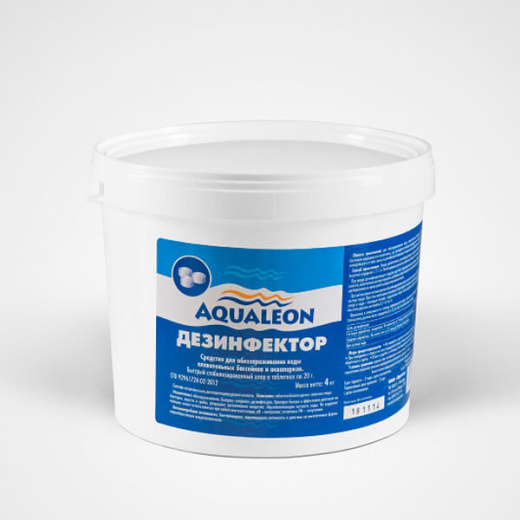 Дезинфектор БСХ (быстрый стаб. хлор в таблетках 20 г) Aqualeon 4 кг