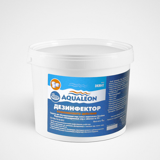 Дезинфектор МСХ КД (медленный стаб. хлор в таблетках 20 г) Aqualeon 4 кг